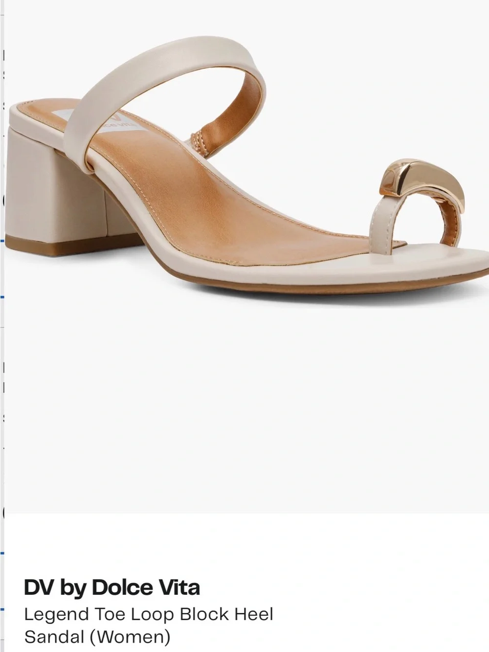 DV by Dolce Vita Cream Block Heel Toe-Loop Sandal with Gold Accent